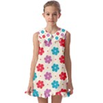 Abstract Art Pattern Colorful Artistic Flower Nature Spring Kids  Pilgrim Collar Ruffle Hem Dress