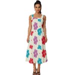 Abstract Art Pattern Colorful Artistic Flower Nature Spring Square Neckline Tiered Midi Dress