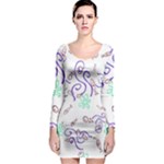 Fish Lilies Sea Aquatic Flowers Algae Bubble Animal Wildlife Nature Ocean Long Sleeve Bodycon Dress