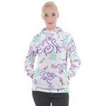 Fish Lilies Sea Aquatic Flowers Algae Bubble Animal Wildlife Nature Ocean Women s Hooded Pullover