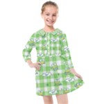 Frog Cartoon Pattern Cloud Animal Cute Seamless Kids  Quarter Sleeve Shirt Dress