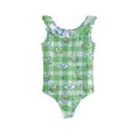 Frog Cartoon Pattern Cloud Animal Cute Seamless Kids  Frill Swimsuit