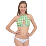 Frog Cartoon Pattern Cloud Animal Cute Seamless Cross Front Halter Bikini Top