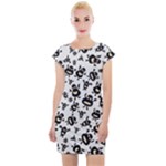 Bacteria Virus Monster Pattern Cap Sleeve Bodycon Dress