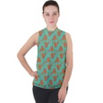 Cute Fish Underwater Sea Ocean Nature Aquarium Goldfish Marine Water Mock Neck Chiffon Sleeveless Top