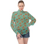 Cute Fish Underwater Sea Ocean Nature Aquarium Goldfish Marine Water High Neck Long Sleeve Chiffon Top