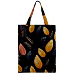 Gold Yellow Leaves Fauna Dark Background Dark Black Background Black Nature Forest Texture Wall Wall Zipper Classic Tote Bag