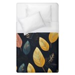 Gold Yellow Leaves Fauna Dark Background Dark Black Background Black Nature Forest Texture Wall Wall Duvet Cover (Single Size)