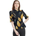 Gold Yellow Leaves Fauna Dark Background Dark Black Background Black Nature Forest Texture Wall Wall Frill Neck Blouse