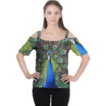 Peacock Bird Feathers Pheasant Nature Animal Texture Pattern Cutout Shoulder T-Shirt