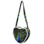 Peacock Bird Feathers Pheasant Nature Animal Texture Pattern Heart Shoulder Bag