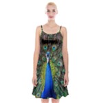 Peacock Bird Feathers Pheasant Nature Animal Texture Pattern Spaghetti Strap Velvet Dress