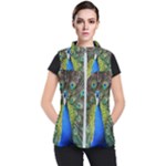 Peacock Bird Feathers Pheasant Nature Animal Texture Pattern Women s Puffer Vest