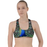 Peacock Bird Feathers Pheasant Nature Animal Texture Pattern Criss Cross Racerback Sports Bra