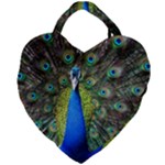 Peacock Bird Feathers Pheasant Nature Animal Texture Pattern Giant Heart Shaped Tote