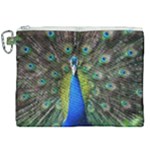 Peacock Bird Feathers Pheasant Nature Animal Texture Pattern Canvas Cosmetic Bag (XXL)