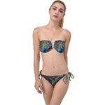 Peacock Bird Feathers Pheasant Nature Animal Texture Pattern Twist Bandeau Bikini Set