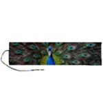 Peacock Bird Feathers Pheasant Nature Animal Texture Pattern Roll Up Canvas Pencil Holder (L)