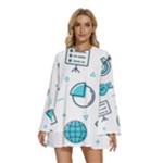 Pattern Business Graphics Seamless Background Texture Desktop Design Concept Geometric Round Neck Long Sleeve Bohemian Style Chiffon Mini Dress