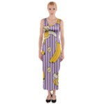 Pattern Bananas Fruit Tropical Seamless Texture Graphics Fitted Maxi Dress