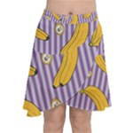 Pattern Bananas Fruit Tropical Seamless Texture Graphics Chiffon Wrap Front Skirt