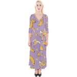 Pattern Bananas Fruit Tropical Seamless Texture Graphics Quarter Sleeve Wrap Maxi Dress