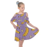 Pattern Bananas Fruit Tropical Seamless Texture Graphics Kids  Shoulder Cutout Chiffon Dress