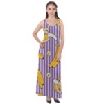 Pattern Bananas Fruit Tropical Seamless Texture Graphics Sleeveless Velour Maxi Dress