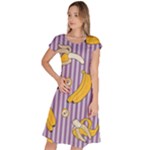 Pattern Bananas Fruit Tropical Seamless Texture Graphics Classic Short Sleeve Dress