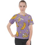 Pattern Bananas Fruit Tropical Seamless Texture Graphics Women s Sport Raglan T-Shirt