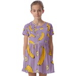Pattern Bananas Fruit Tropical Seamless Texture Graphics Kids  Short Sleeve Pinafore Style Dress