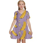 Pattern Bananas Fruit Tropical Seamless Texture Graphics Kids  Short Sleeve Tiered Mini Dress