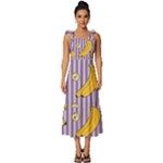 Pattern Bananas Fruit Tropical Seamless Texture Graphics Tie-Strap Tiered Midi Chiffon Dress