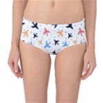 Airplane Pattern Plane Aircraft Fabric Style Simple Seamless Mid-Waist Bikini Bottoms