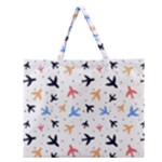 Airplane Pattern Plane Aircraft Fabric Style Simple Seamless Zipper Large Tote Bag