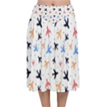 Airplane Pattern Plane Aircraft Fabric Style Simple Seamless Velvet Flared Midi Skirt