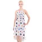 Airplane Pattern Plane Aircraft Fabric Style Simple Seamless High-Low Halter Chiffon Dress 