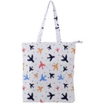 Airplane Pattern Plane Aircraft Fabric Style Simple Seamless Double Zip Up Tote Bag