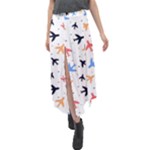 Airplane Pattern Plane Aircraft Fabric Style Simple Seamless Velour Split Maxi Skirt