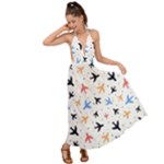 Airplane Pattern Plane Aircraft Fabric Style Simple Seamless Backless Maxi Beach Dress