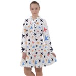 Airplane Pattern Plane Aircraft Fabric Style Simple Seamless All Frills Chiffon Dress