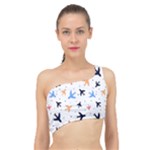 Airplane Pattern Plane Aircraft Fabric Style Simple Seamless Spliced Up Bikini Top 