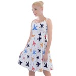 Airplane Pattern Plane Aircraft Fabric Style Simple Seamless Knee Length Skater Dress