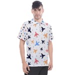 Airplane Pattern Plane Aircraft Fabric Style Simple Seamless Men s Polo T-Shirt