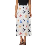 Airplane Pattern Plane Aircraft Fabric Style Simple Seamless Classic Midi Chiffon Skirt