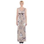 Abstract Leaf Nature Natural Beautiful Summer Pattern Thigh Split Maxi Dress