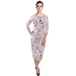 Abstract Leaf Nature Natural Beautiful Summer Pattern Quarter Sleeve Midi Velour Bodycon Dress