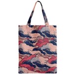 Waves Ocean Sea Water Pattern Rough Seas Digital Art Nature Nautical Zipper Classic Tote Bag