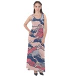 Waves Ocean Sea Water Pattern Rough Seas Digital Art Nature Nautical Sleeveless Velour Maxi Dress