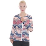 Waves Ocean Sea Water Pattern Rough Seas Digital Art Nature Nautical Casual Zip Up Jacket